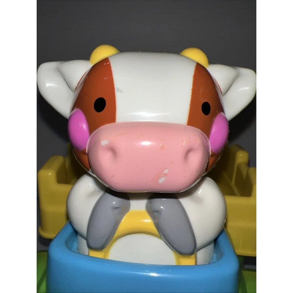 Vintage Fisher Price Press & Go Farm Truck Animals Cow Driving Tested Works